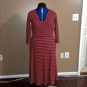 Striped Sweater Ribbed Maxi Dress with Pockets